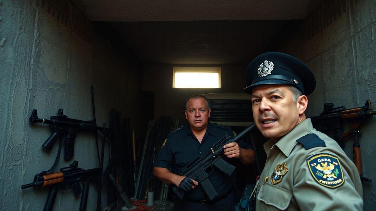 ainda-sem-rumo-policial-acha-bunker-cheio-de-armas-e-chaves-de-carrao-no-meio-da-quebrada-em-sp